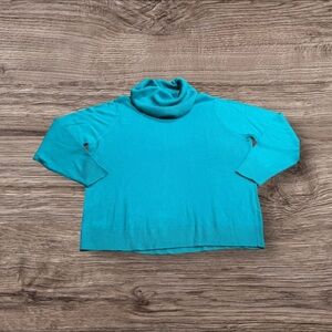Designers Originals Luxelon Women’s Turquoise Cowl Turtleneck Sweater Size XL